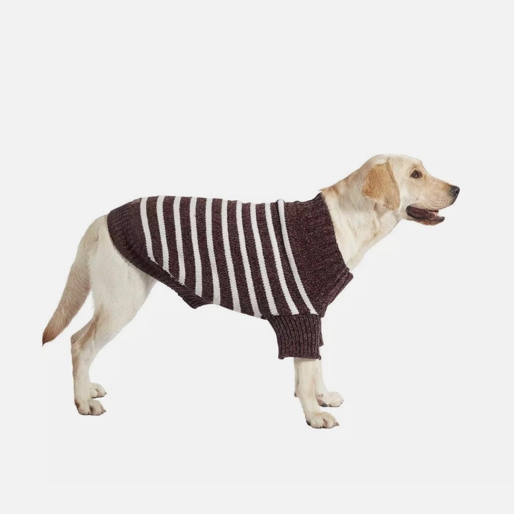 NWT Koolaburra Gus Brown & Cream Striped Knit Dog Sweater size Large